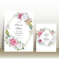 convite de casamento floral com lindas flores e folhas vetor