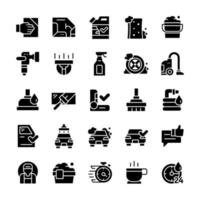conjunto de ícones de lavagem de carros com estilo glifo. vetor