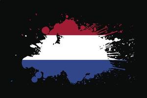 bandeira da holanda com desenho de efeito grunge vetor