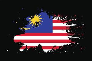 bandeira da malásia com desenho de efeito grunge vetor
