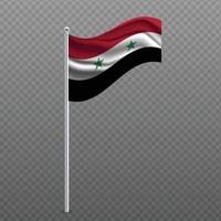 Síria acenando uma bandeira no poste de metal. vetor