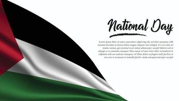 banner do dia nacional com fundo da bandeira da Palestina vetor