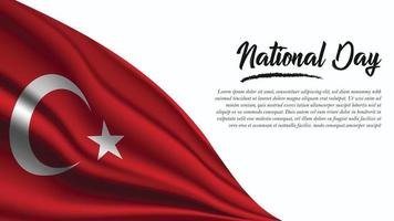 banner do dia nacional com fundo da bandeira da Turquia vetor