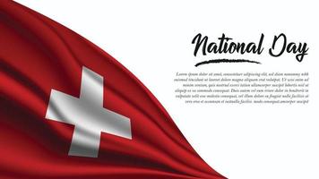 banner do dia nacional com fundo da bandeira da suíça vetor