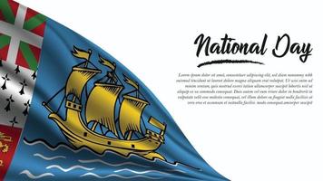 banner do dia nacional com fundo da bandeira de São Pedro e Miquelão vetor