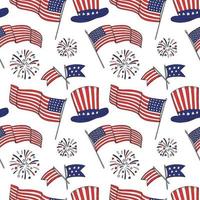 Padrão sem emenda patriótico com bandeiras dos EUA vetor