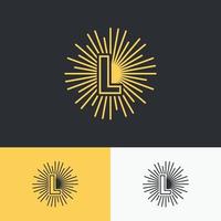 l inicial com modelo de alfabeto de logotipo de símbolo de sol vetor