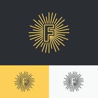 letra f inicial com design de logotipo do símbolo do sol. vetor