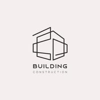 Ícone de logotipo de construção de edifício minimalista com design simples vetor