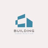 Ícone de logotipo de construção de edifício minimalista com design simples vetor