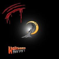 logotipo do terror de halloween com scatch sangrento vetor