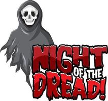 Night of the Dread text design para o festival de halloween vetor