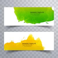 Conjunto elegante banner aquarela colorida vetor