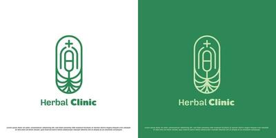 ervas clínica logotipo Projeto ilustração. silhueta do uma comprimido, uma destino para uma farmacia fazer compras para ervas saúde remédio elixir extrair natural plantas. minimalista linha arte simples plano ícone conceito. vetor