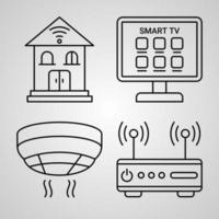 ícones de tecnologia de contorno isolados no fundo branco vetor