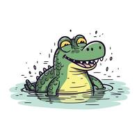 fofa desenho animado crocodilo. vetor ilustração. isolado em branco fundo.