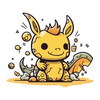 Ilustração de um monstro preto bonito estilo pikachu desenhado à