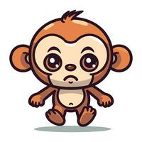 fofa desenho animado macaco. vetor ilustração isolado em uma branco fundo.