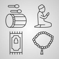 conjunto simples de ícones de linha do vetor ramadan e eid