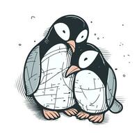 pinguim isolado em branco fundo. mão desenhado vetor ilustração.