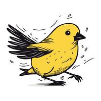 ilustração do uma amarelo pássaro com asas espalhar. vetor imagem.