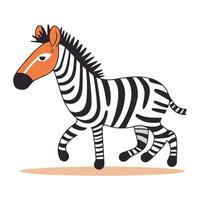 zebra isolado em branco fundo. vetor ilustração dentro desenho animado estilo.