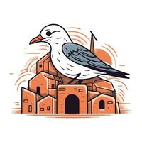 vetor ilustração do uma gaivota em a fundo do a castelo.