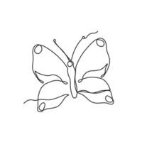 contínuo 1 linha desenhando do borboleta. abstrato silhueta do inseto. linha arte estilo. vetor ilustração isolado em branco fundo