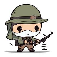 soldado fofa exército Garoto desenho animado personagem vetor ilustração