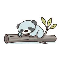 fofa panda dormindo em uma árvore ramo. vetor ilustração.