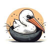 pelicano dentro uma tigela. vetor ilustração do uma pelicano.