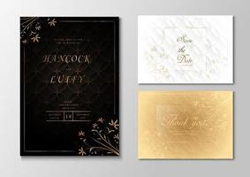 cartão de convite de casamento elegante com design dourado vetor