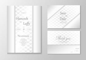 modelo de cartão de convite de casamento com branco e cinza vetor