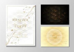cartão de convite de casamento dourado elegante com design floral vetor