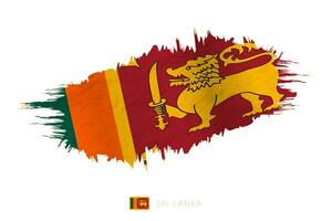 pintado pincelada bandeira do sri lanka com acenando efeito. vetor