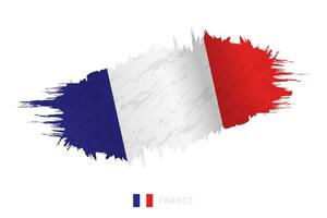 pintado pincelada bandeira do França com acenando efeito. vetor