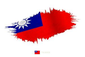 pintado pincelada bandeira do Taiwan com acenando efeito. vetor