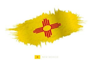 pintado pincelada bandeira do Novo México com acenando efeito. vetor