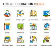 Conjunto simples de educação e ícones de linha de conhecimento para o site e aplicativos móveis vetor