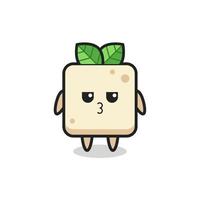 a expressão entediada de personagens fofinhos de tofu vetor