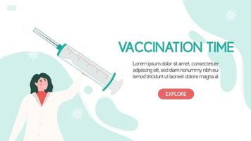 conceito de vacinação covid-19. médica segurando seringa de injeção vetor