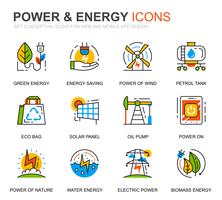 Conjunto simples de indústria de energia e ícones de linha de energia para o site e aplicativos móveis vetor