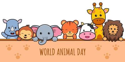 animais fofos celebração do dia dos animais ilustração do ícone dos desenhos animados vetor