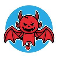 bonito personagem de desenho animado do diabo voador do dia das bruxas vetor