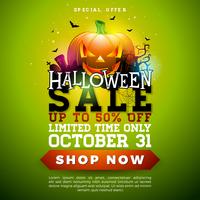 Ilustração de banner de venda de Halloween vetor