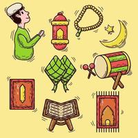 conjunto de coleção doodle ramadhan plana vetor