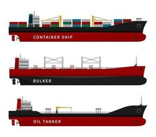 petroleiro, navio porta-contentores, conjunto isolado de graneleiro. vetor