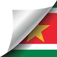 bandeira do suriname com canto enrolado vetor