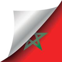 bandeira de marrocos com canto enrolado vetor