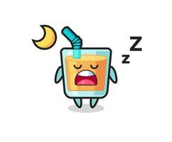 ilustração de personagem de suco de laranja dormindo à noite vetor